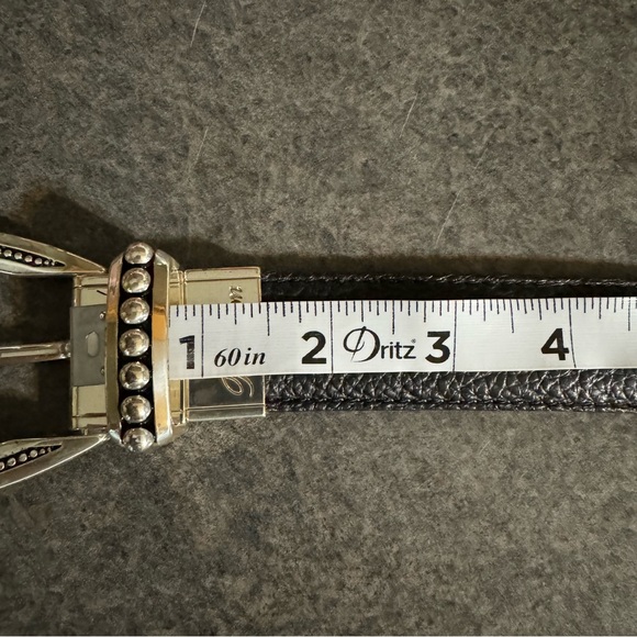 Brighton Reversible Leather Belt Black and Gray Taupe Silver Buckle Sz Medium - Picture 7 of 10